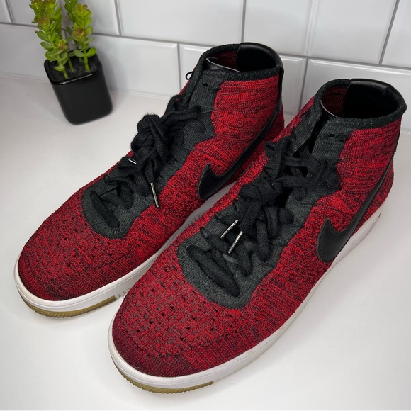 Nike Air Force 1 Ultra Flyknit Mid - Men’s Sz 11 - University Red Black - Picture 2 of 8